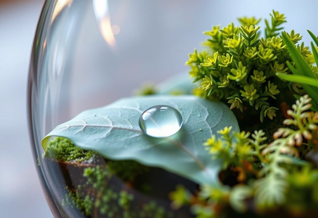 Naturbelassenes Mikro-Ökosystem in einem Glasbehälter